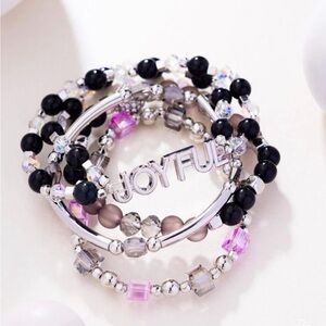 *NEW* Paparazzi Silver, Black, and Pink Beaded Bracelet Set

“Joyful Brilliance”